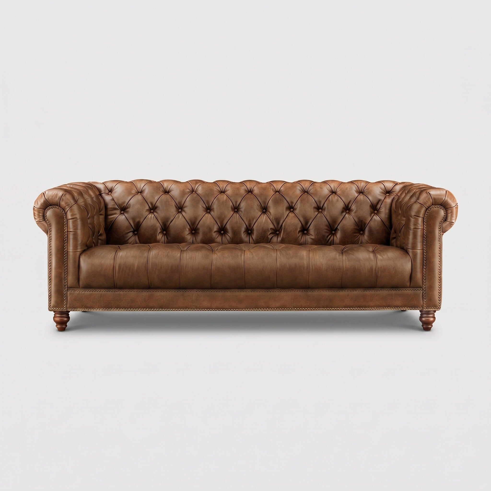Ullswater 4 Seater Chesterfield Sofa 2034 Dark Rum FL, Brown Leather | Barker & Stonehouse