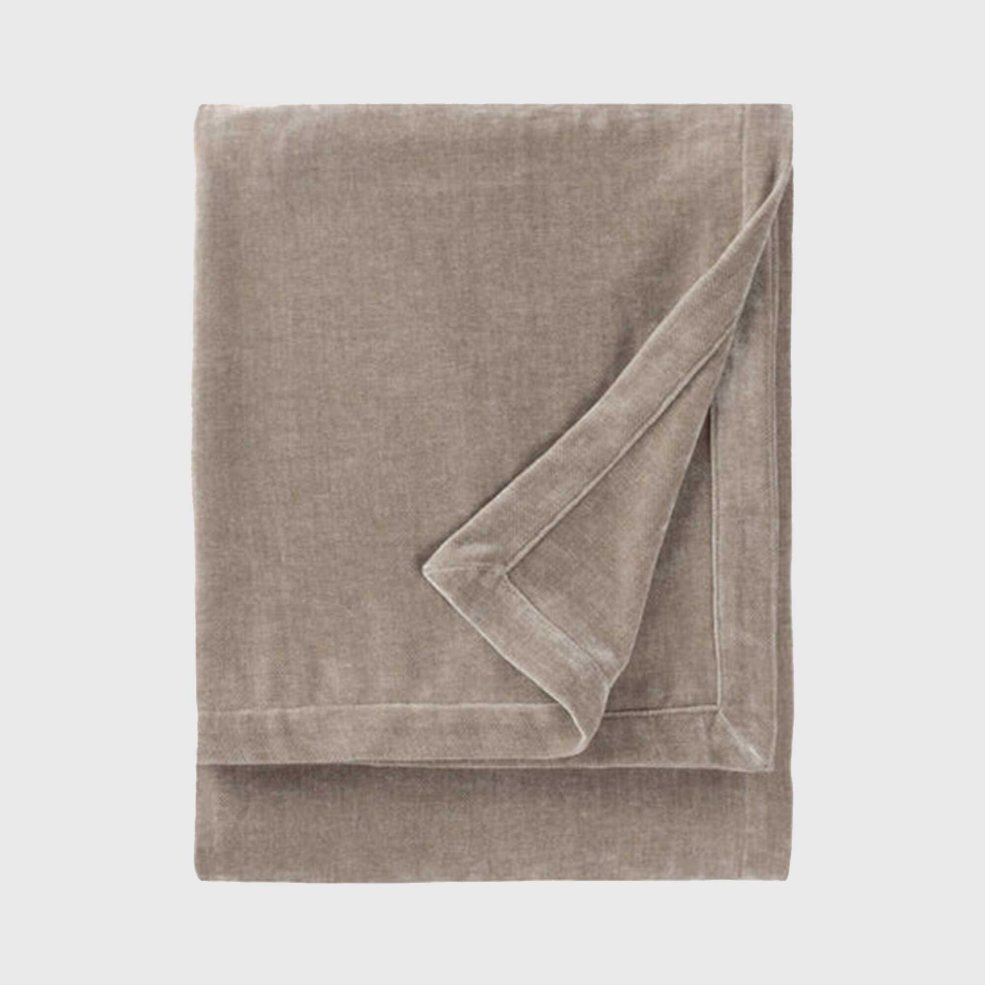 Heavy Chenille Greige Throw Blanket, Neutral Polyester | Barker & Stonehouse