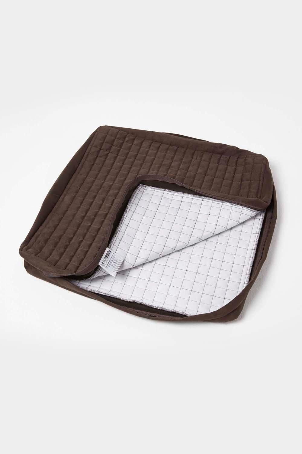 Homescapes Quilted Polyester Armchair Booster Cushion Cover in Chocolate