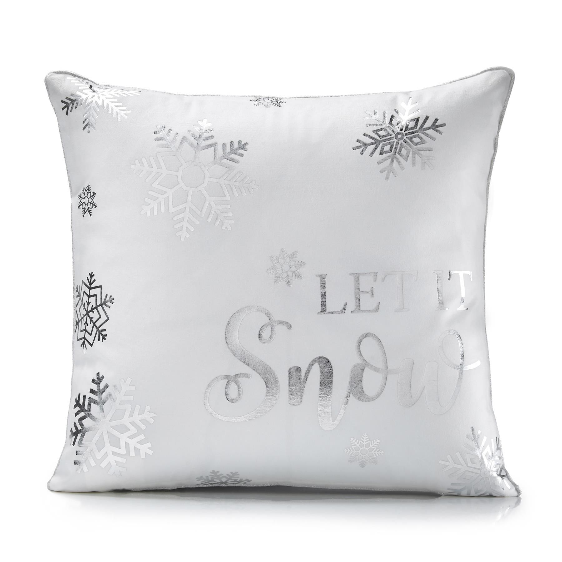 Luxury Living Christmas Let It Snow Decorative Cushion Cover 45cm x 45cm in White
