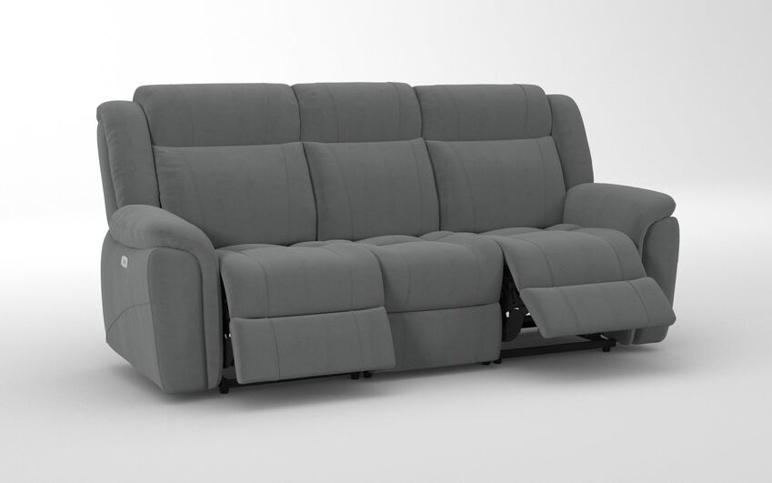 Grey Fabric Elland 3 Seater Power Recliner Sofa
