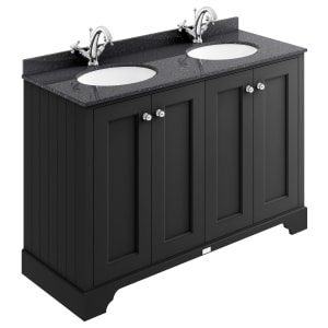 Bayswater Victrion Matt Black Traditional Freestanding Vanity Unit & Black Marble Top Basin - 1200mm