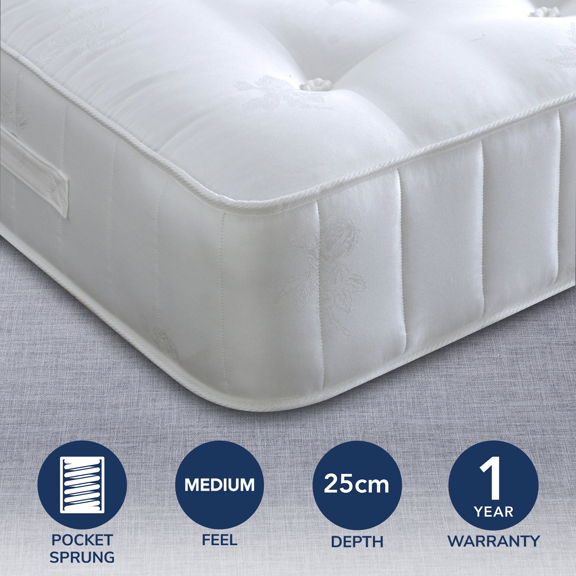 Bedmaster Medium Signature Crystal 1400 Tufted Mattress White