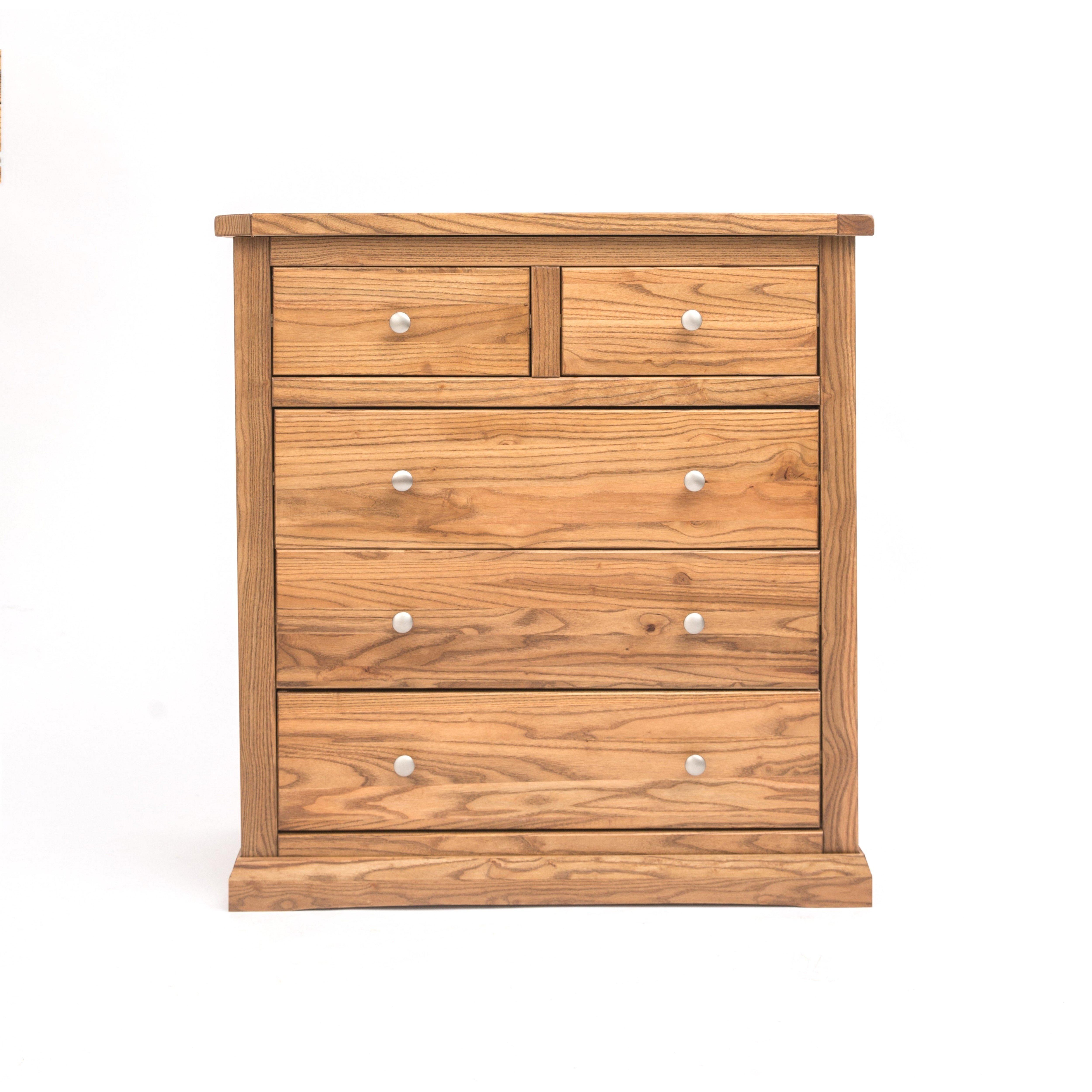Cabinet Bits Salerno 5 Drawer Chest of Drawers Chrome Knob in Natural