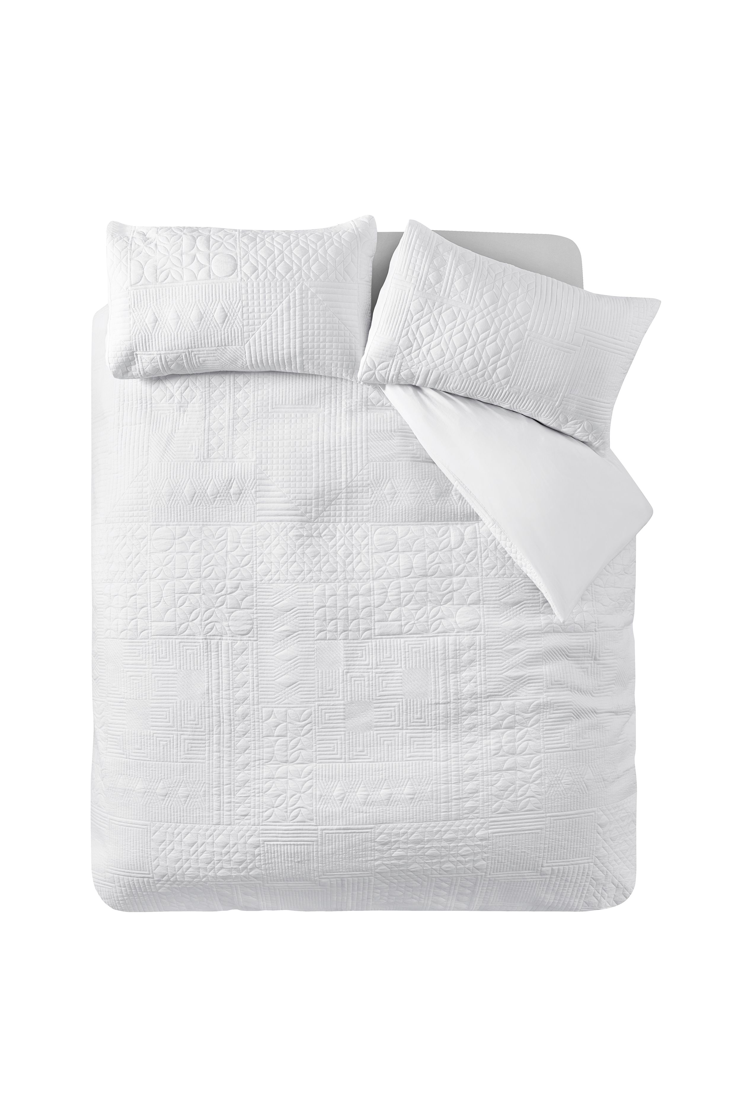 Catherine Lansfield 'Folkstone Geo' Duvet Cover Set in White 4