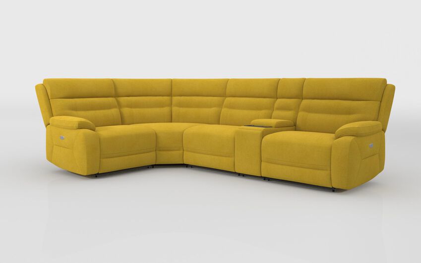 Green Fabric Fenton 1 Corner 3 Power Recliner Sofa with Media Console