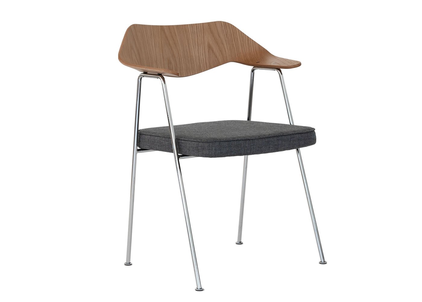 Case 675 Chair Oak Dark Grey Seat Chrome Legs