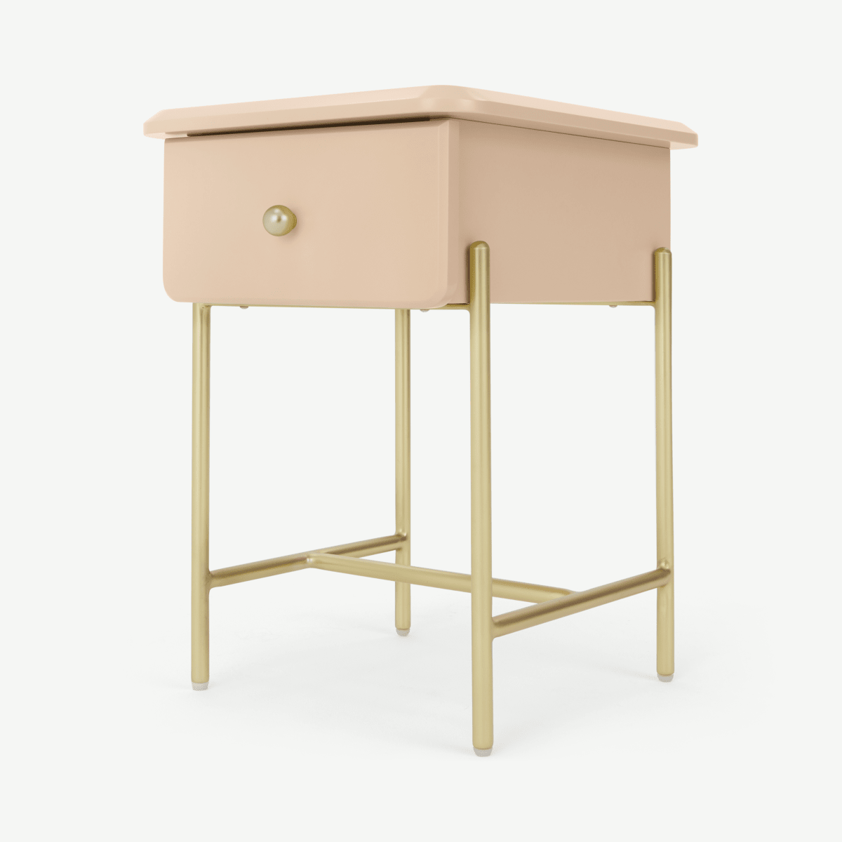 Maddie Bedside Table, Pink & Brass