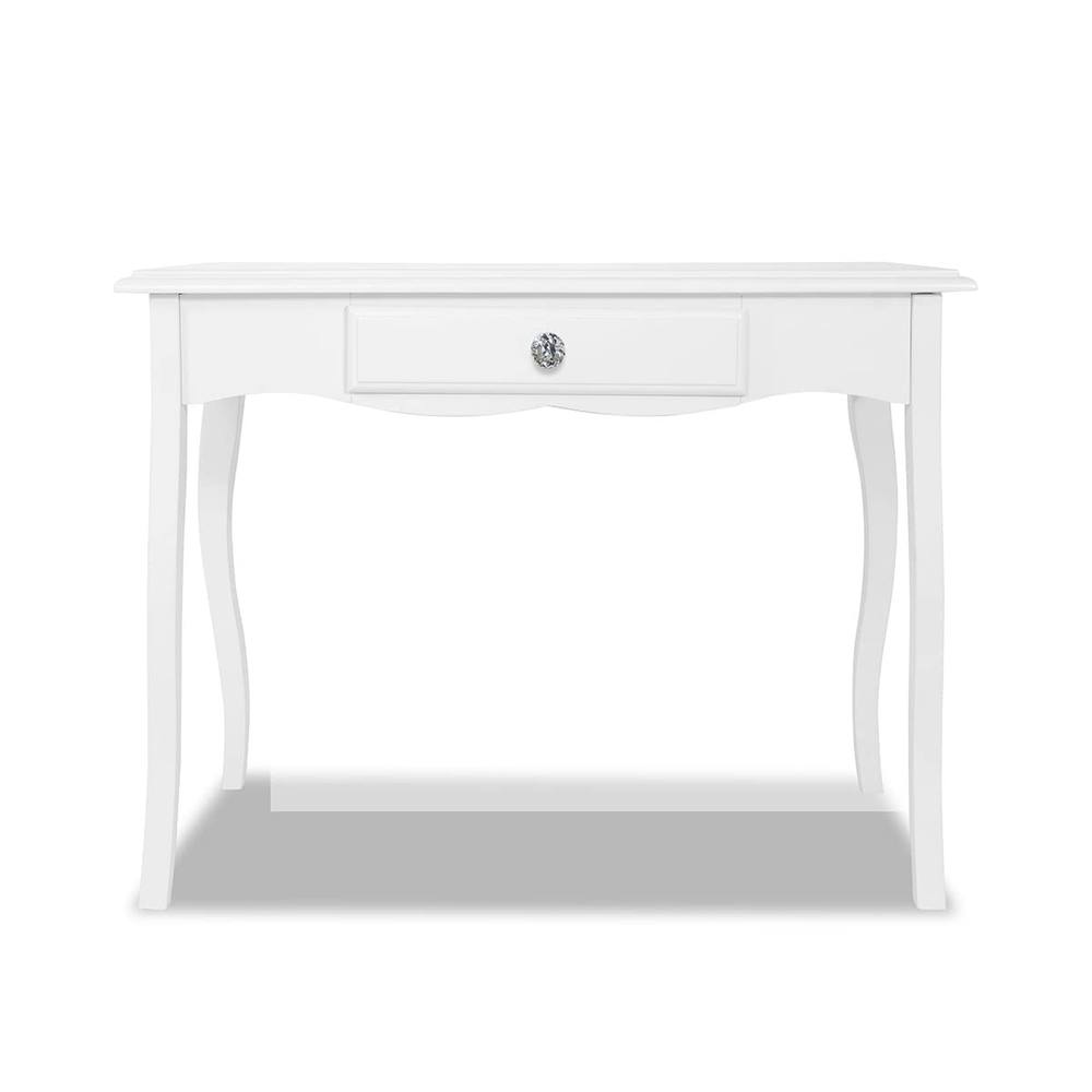 Statement Furniture Romance Dressing Table with Crystal Handles in Cool White