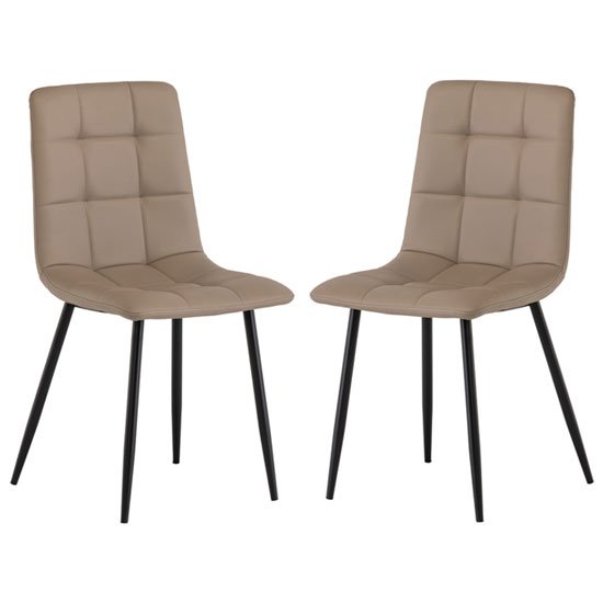 Manhattan Taupe Leather Dining Chair In A Pair
