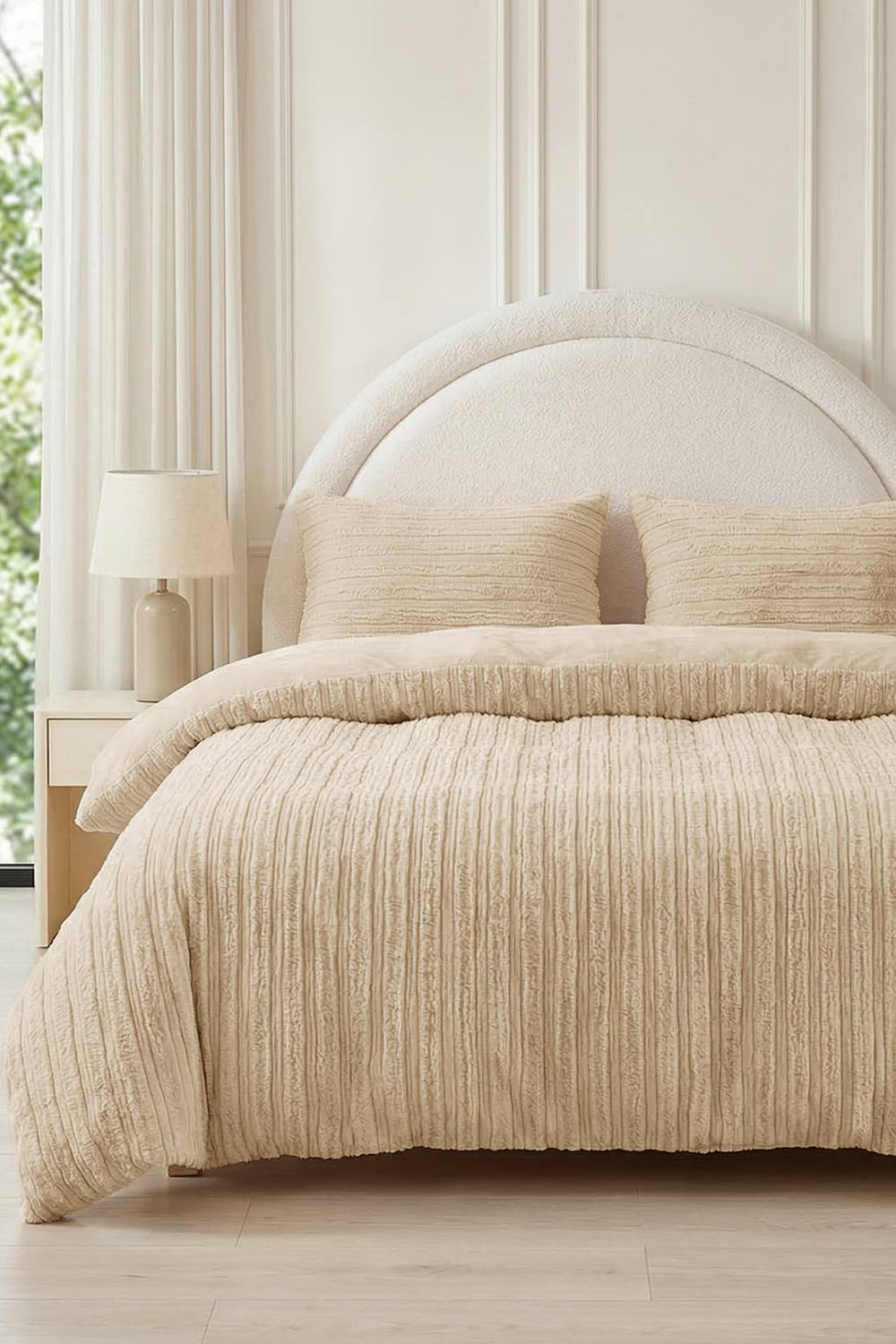 Living and Home Cozy Ultra Soft Textured Duvet Cover Set in Medium Beige