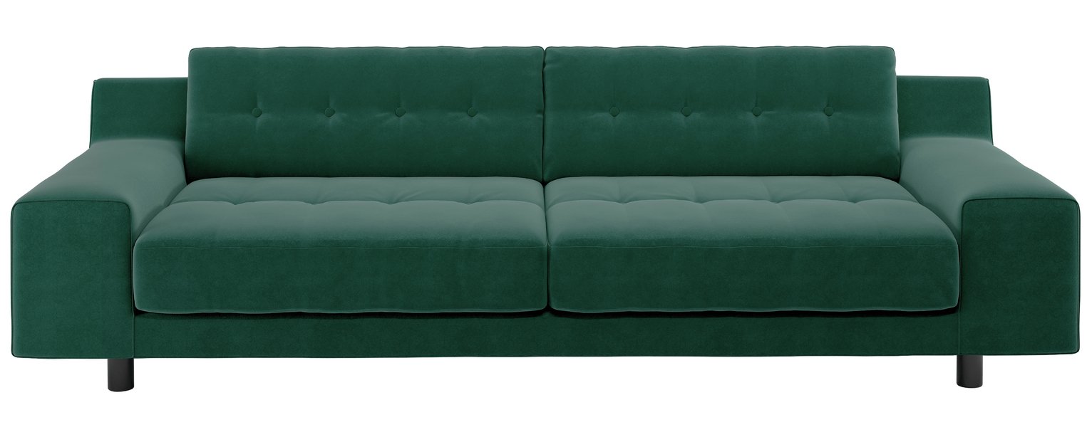 Habitat Hendricks 4 Seater Velvet Sofa - Emerald Green