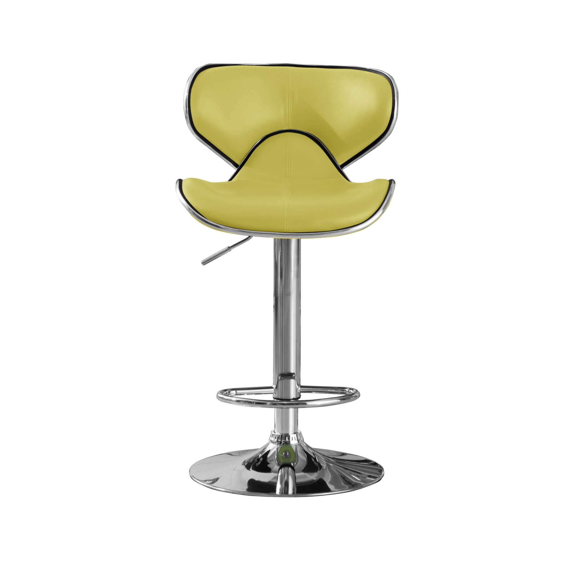 netfurniture Polsode Bar Stool PU Chrome & Lime (2s) in Black