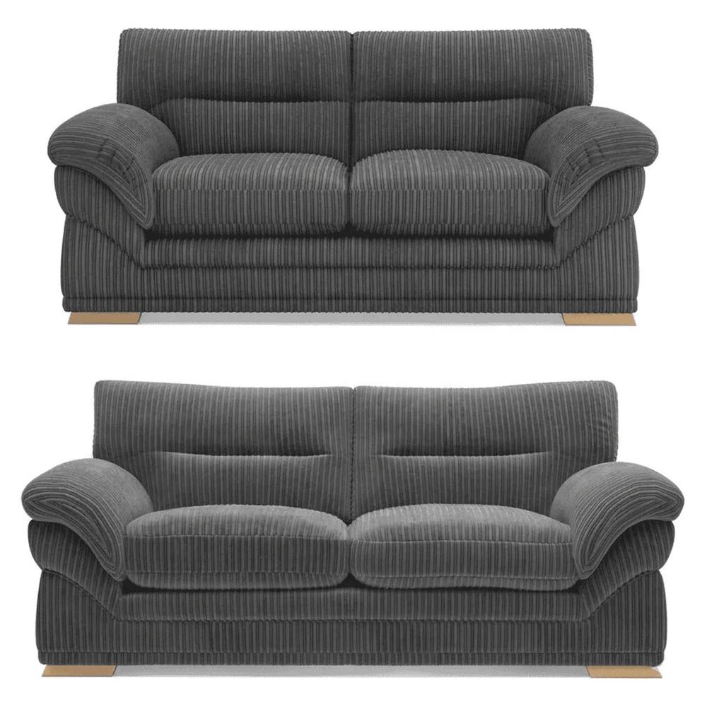 Bliss Furniture Amalfi 3+2 Seater Claude Sofa Modern Plush Fabric in Grey