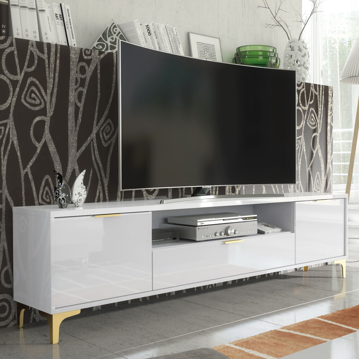 Creative Furniture Goldline Gloss TV Unit 200cm - Sleek Full-Gloss Design in White or Black