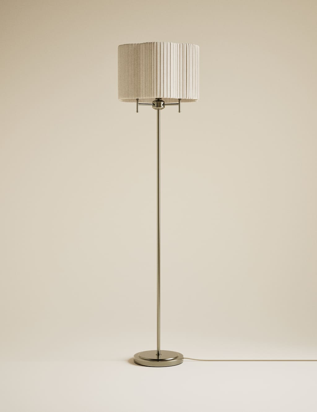 M&S Scallop Pleated Shade Brass Base Floor Lamp Antique Brass