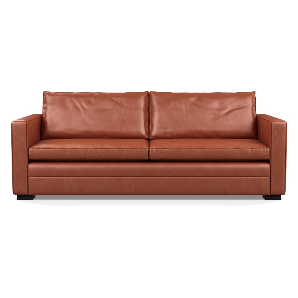 Heal's Palermo 4 Seater Sofa Stonewash Leather Light Brown 274 Black Feet