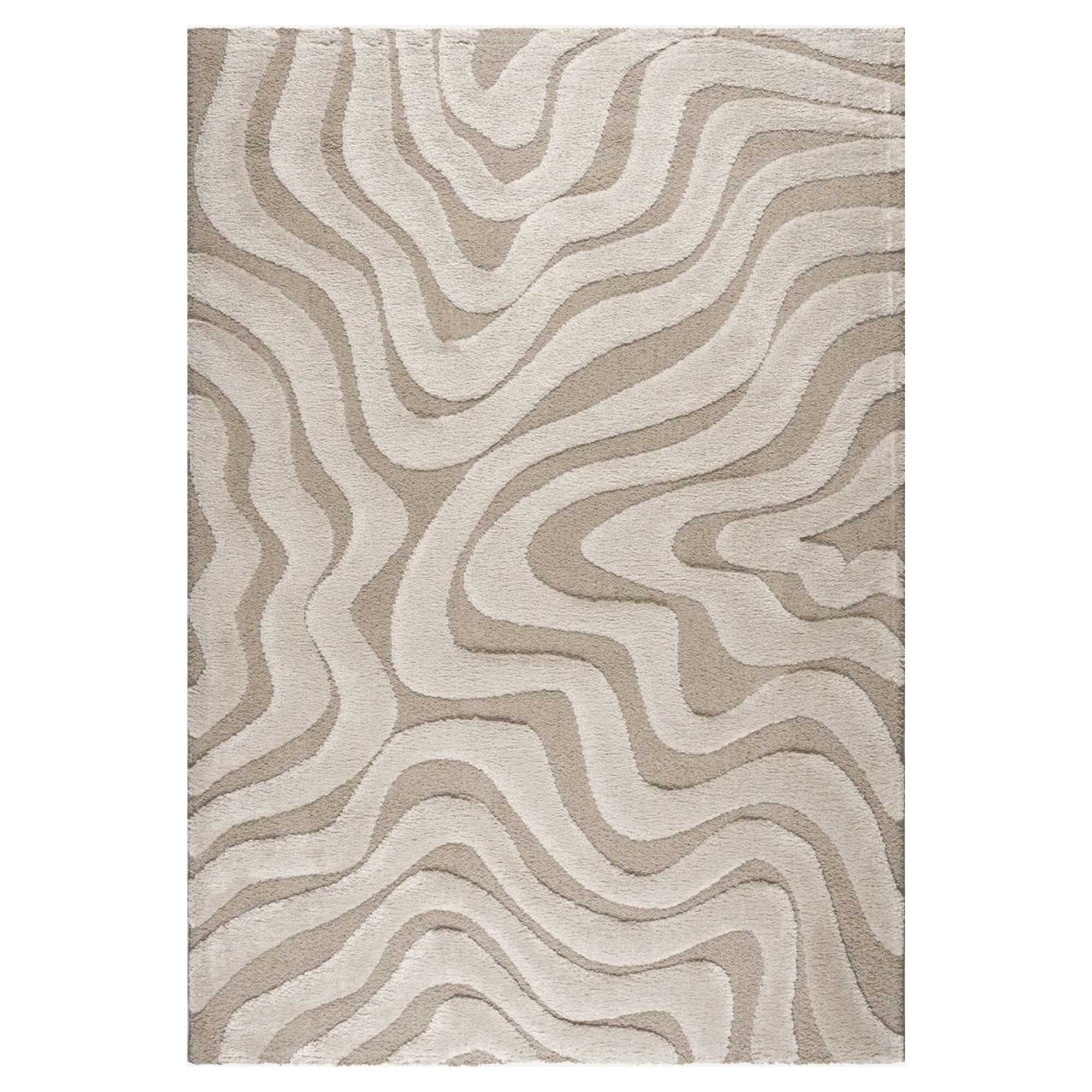 Taupe Ripple Rug 133x195cm, Square Polyester | Barker & Stonehouse