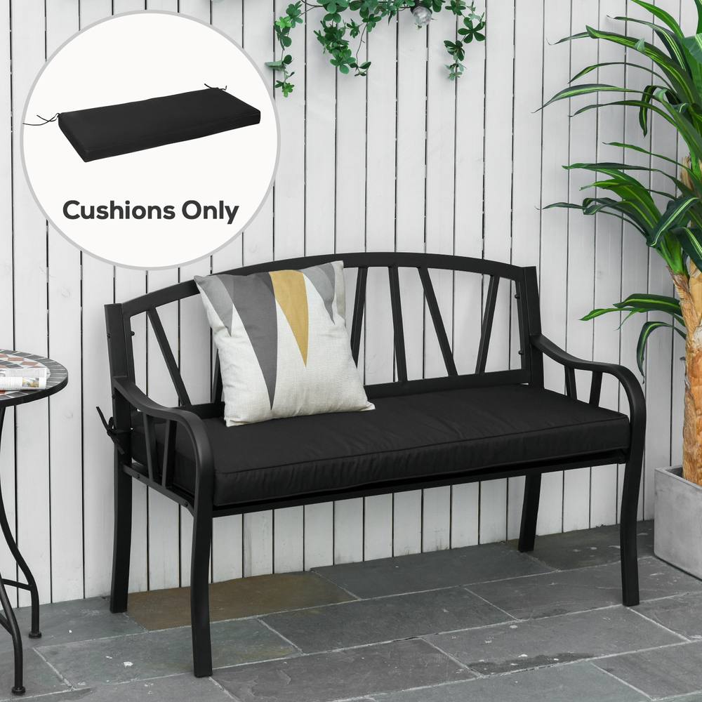 OUTSUNNY Garden Bench Cushion 2 Seater Seat Pad Indoor& Outdoor Use in Black