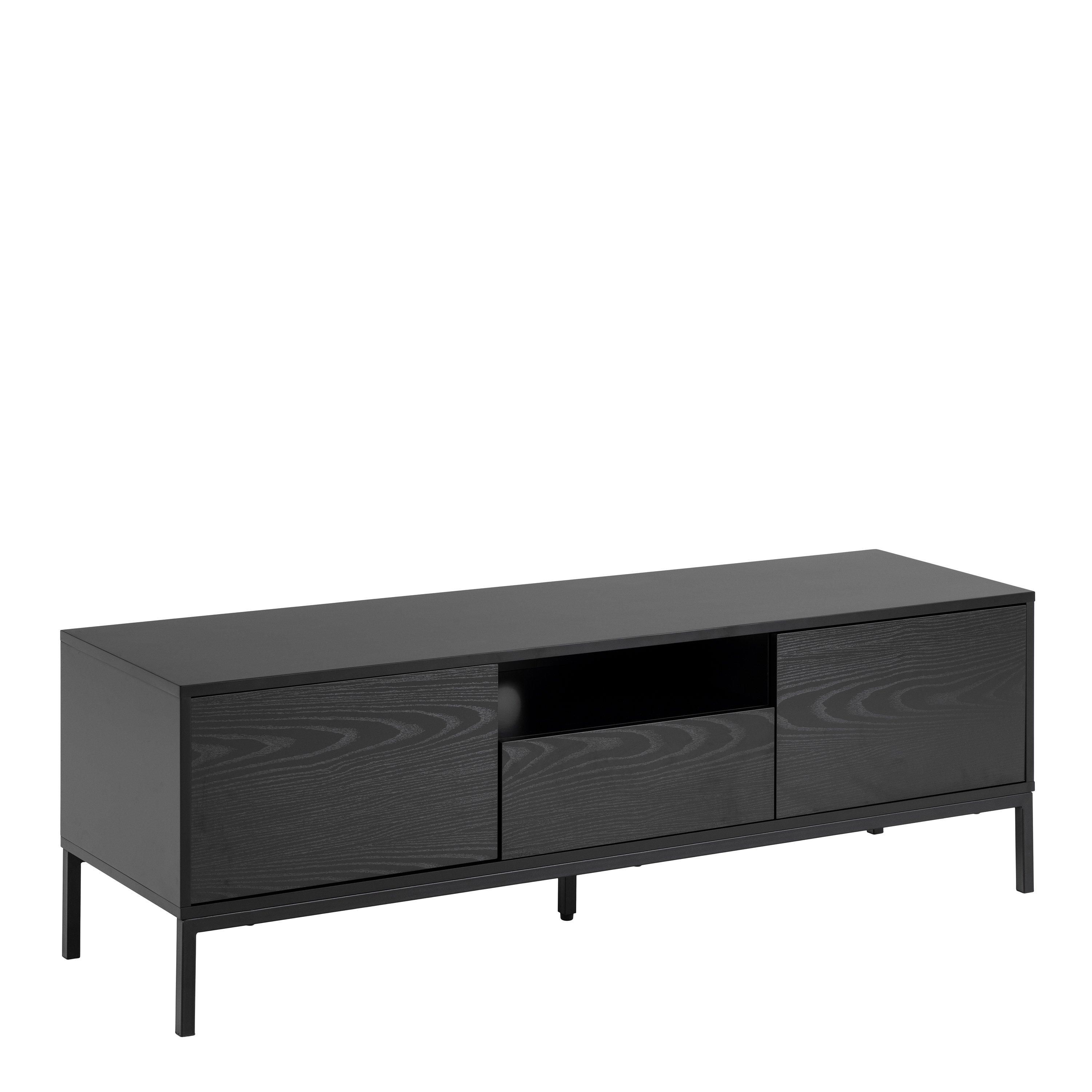 Furniture To Go Seaford 2 Door 1 Drawer TV Unit in Ash Black