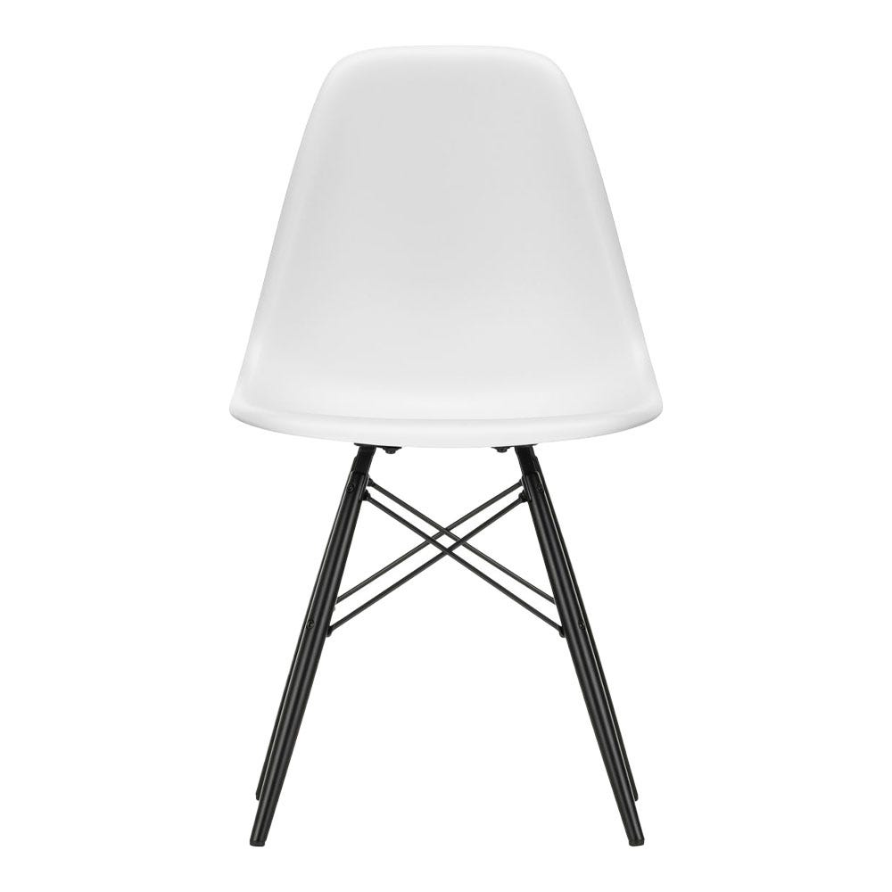 Vitra Eames DSW Side Chair RE in Cotton White 30 Black Maple Base 05 Glides