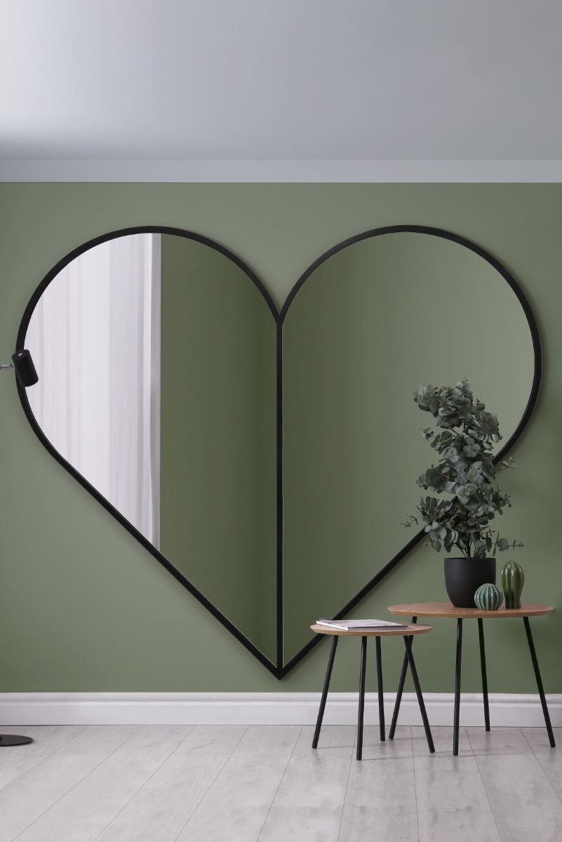MirrorOutlet Black Metal Framed Heart Shaped Wall Mirror 71" X 71" (180CM X 180CM) 2