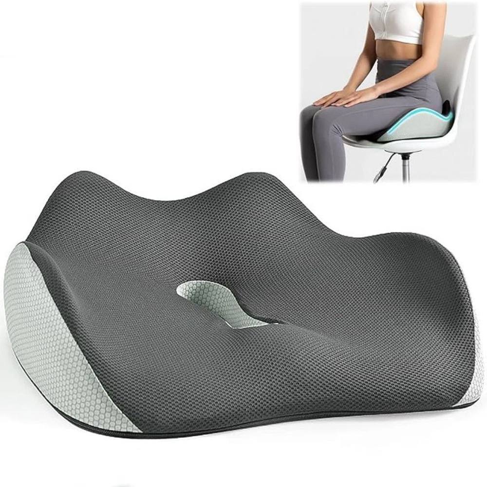 SPETLEK Seat Cushion For Back Pain Memory Foam in Grey
