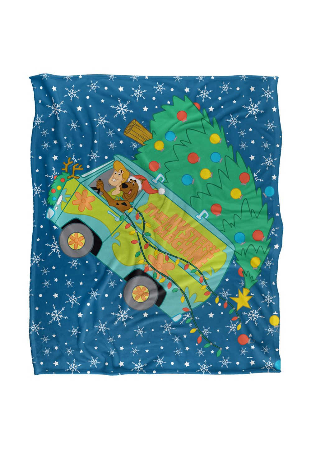 Warner Brothers Scooby Doo Oh Christmas Tree Van Silky Touch Super Soft Throw Blanket in White