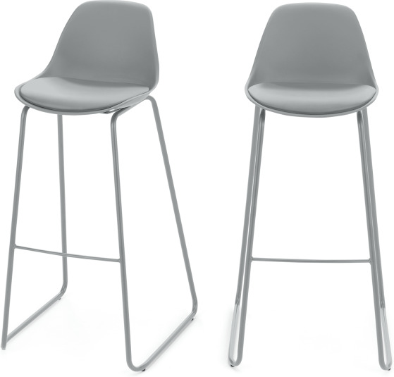 Set of 2 Duggie Barstools, Light Grey