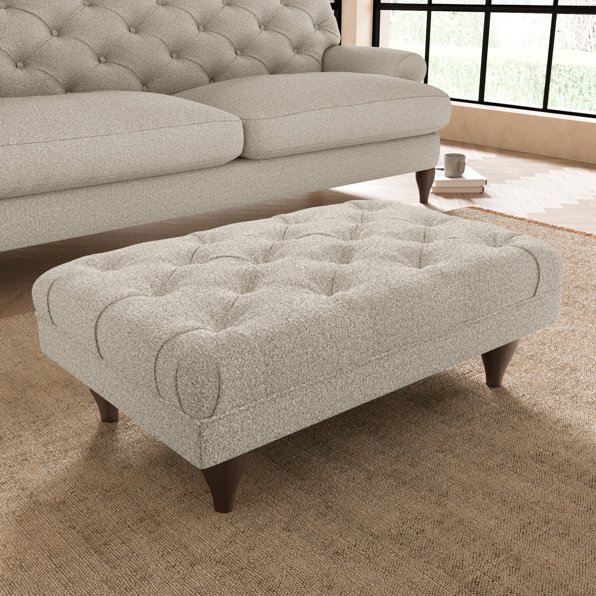 Warwick Cosy Marl Footstool Light Grey
