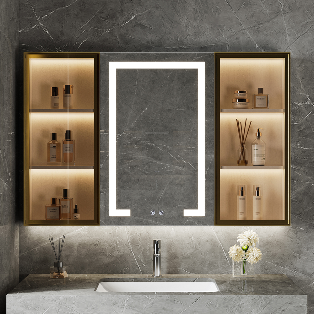 100 cm White Wall-mounted LED Bathroom Medicine Cabinet Vanity Mirror with Storage
