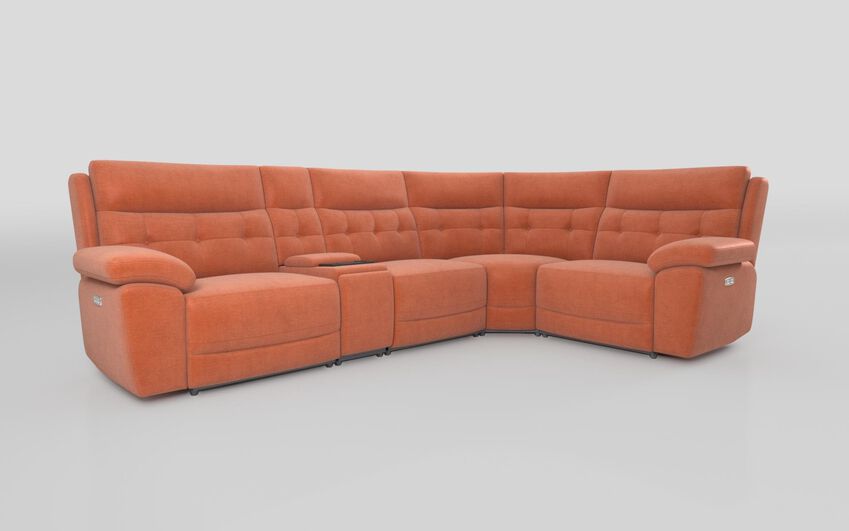 Orange Fabric Belford 3 Corner 1 Sofa with Media Console
