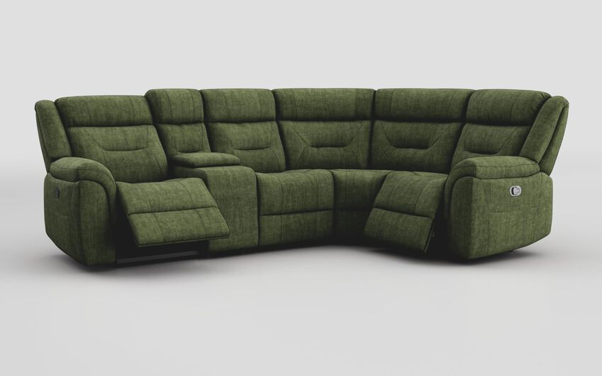 Green Fabric Ainsdale 2 Corner 1 Manual Sofa with Console