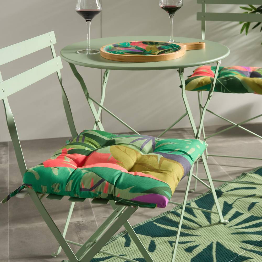 OHS 2 x Palm Print Garden Seat Pads Outdoor Chair Cushions