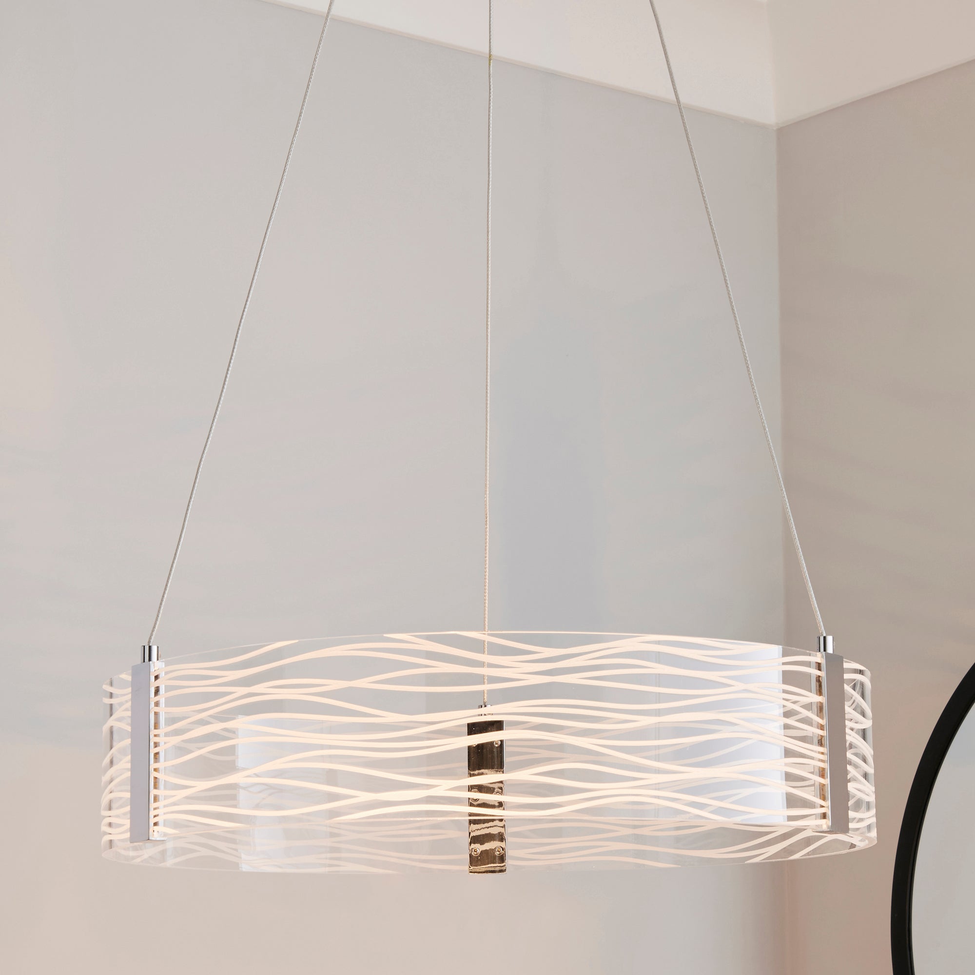 Clee Etched Integrated LED Hoop Ceiling Fitting Chrome
