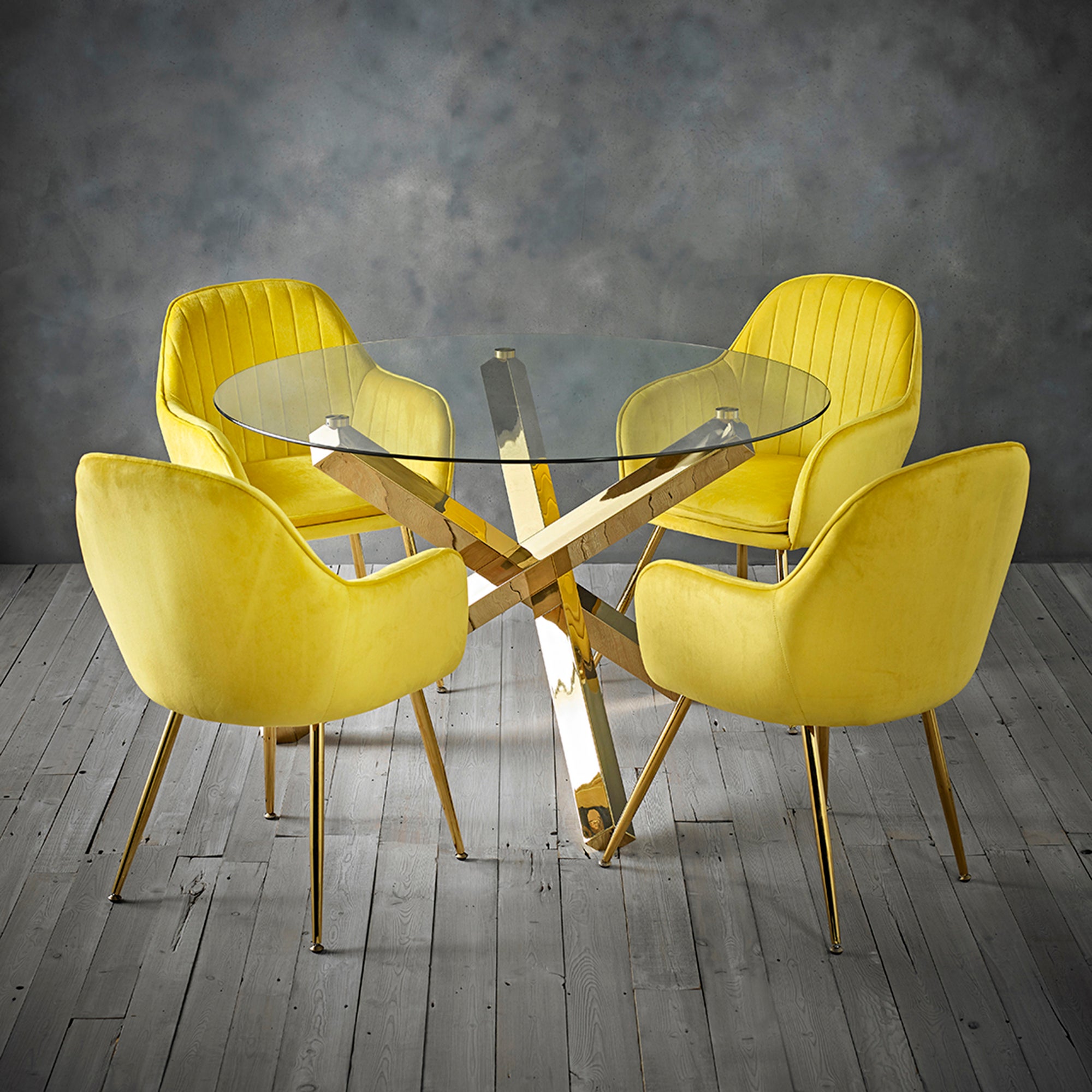 Laila 4 Seater Dining Set - Ochre Yellow