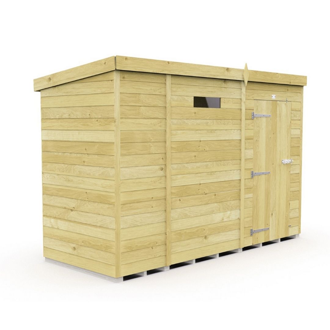 Buttercup Farm 9 x 4 Feet Pent Security Shed - Single Door - L118 x W276 x H201 cm in Brown