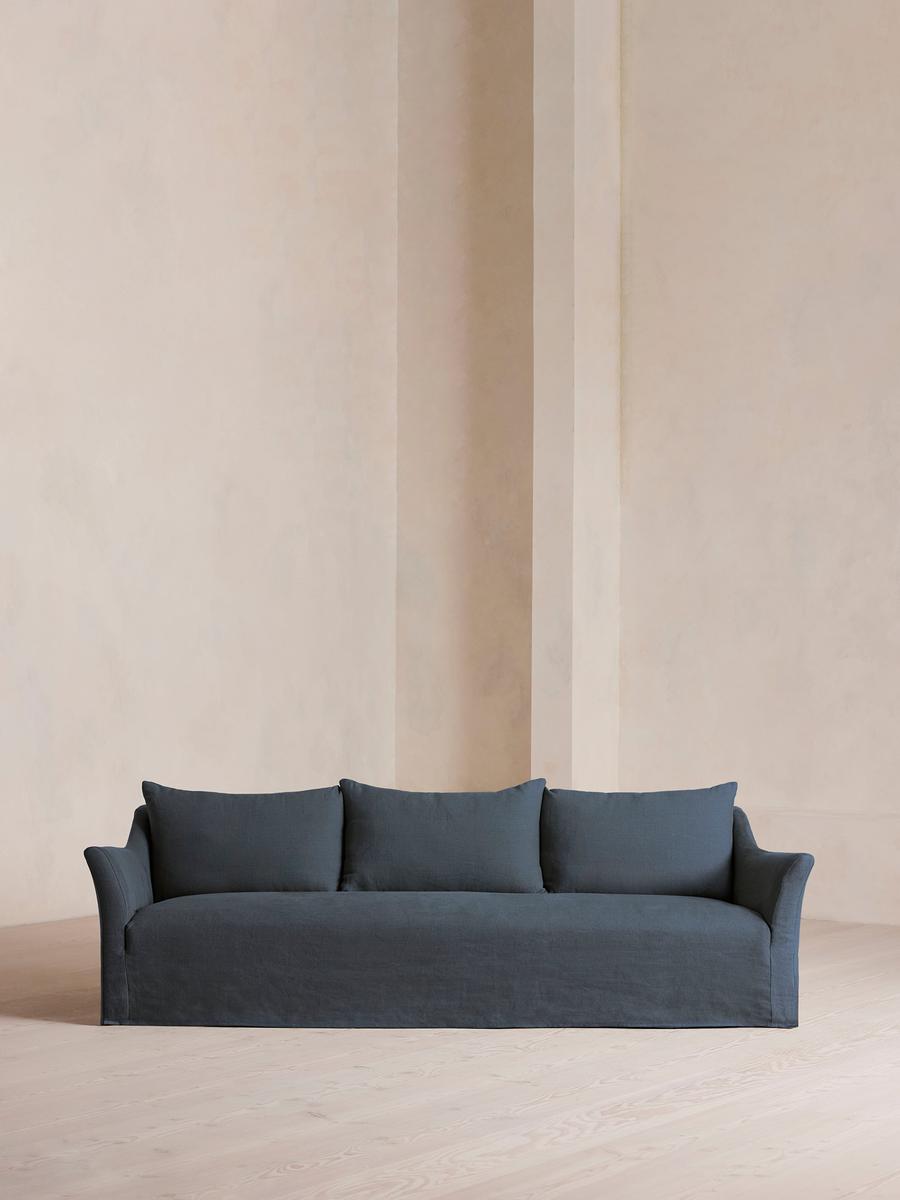 Roma Four Seater Sofa, Linen, Prussian Blue