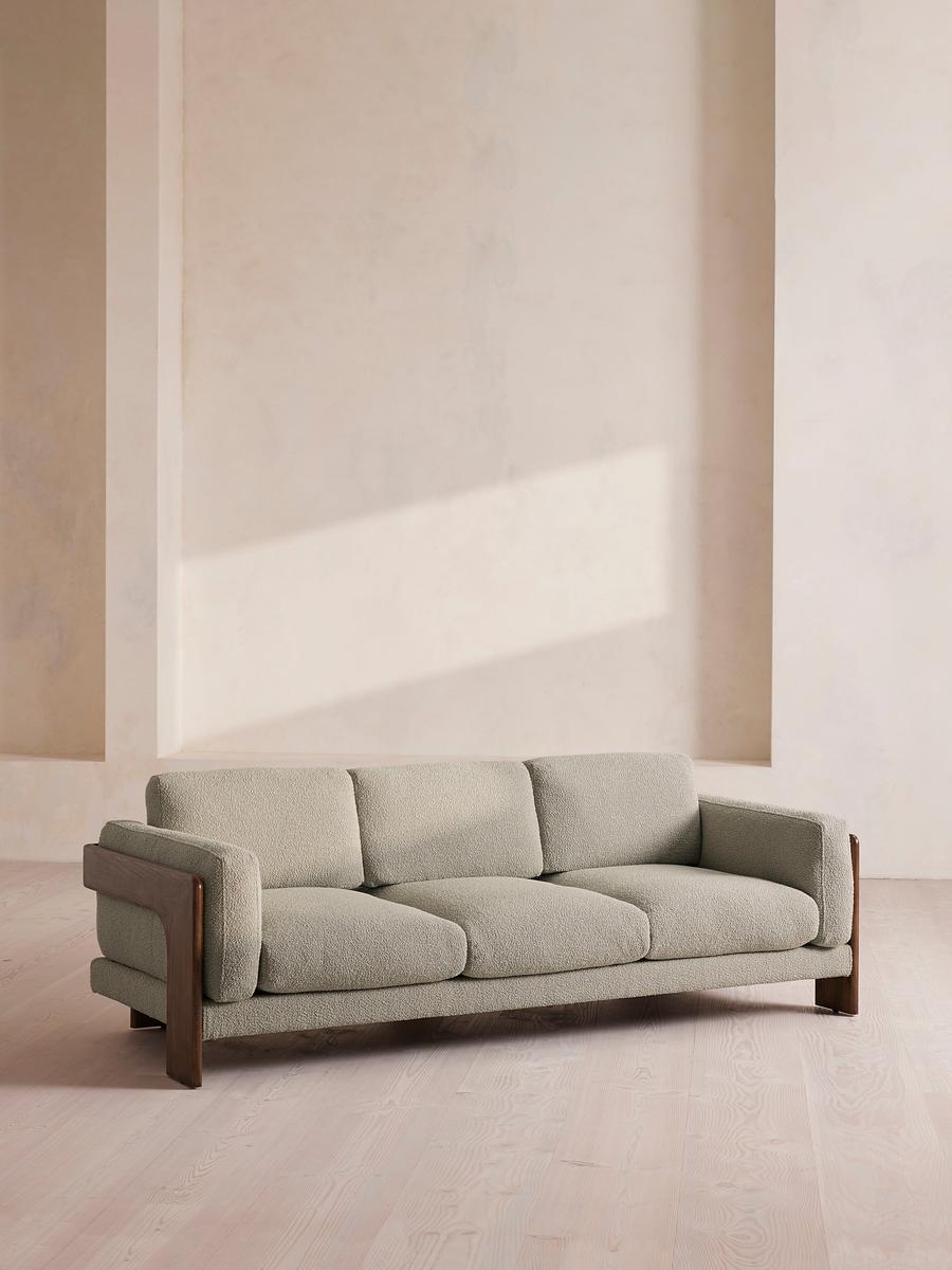Marcia Three Seater Sofa, Textured Wool Boucle, Pistachio