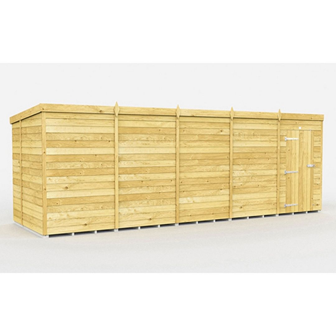 Buttercup Farm 20 x 6 Feet Pent Shed - Single Door W/O Window - L178 x W589 x H201 cm in Brown