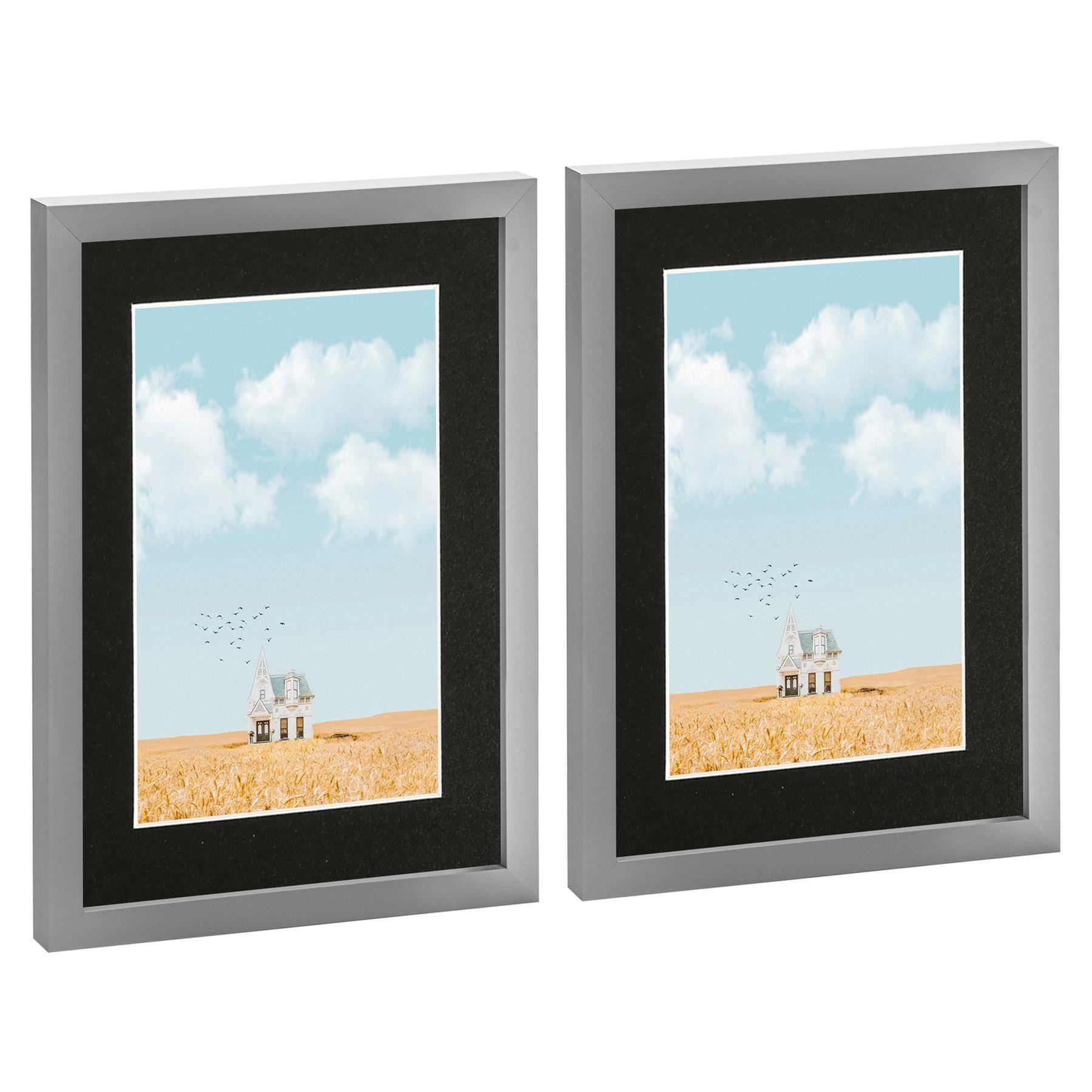 Nicola Spring Photo Frames with A5 Mount - A4 (8" x 12") - Black - Pack of 2 in Grey