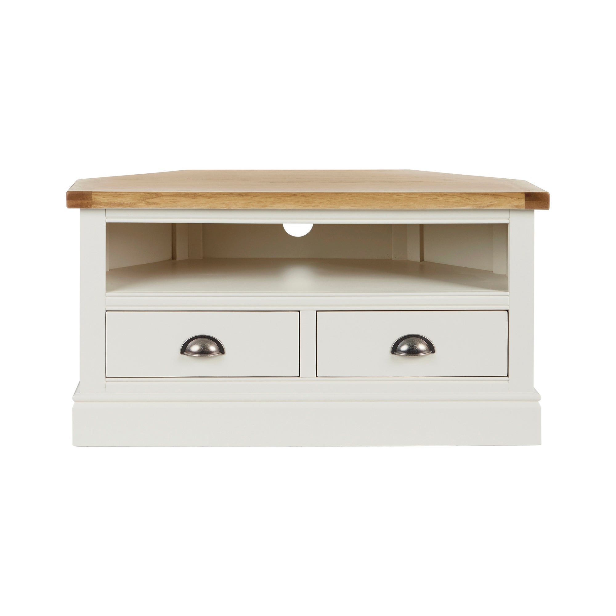 Compton Ivory Corner TV Stand Cream and Brown