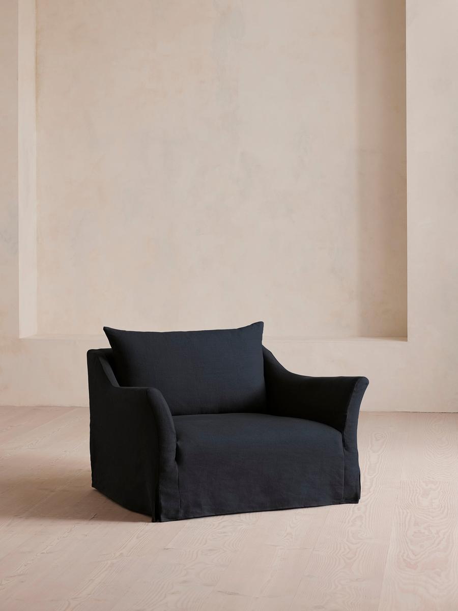 Roma Loveseat, Linen, Indigo