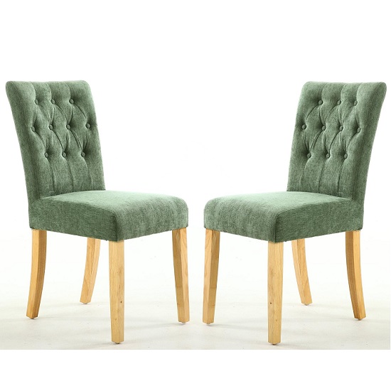 Oriel Dining Chair In Olive Green With Natural Legs In A Pair