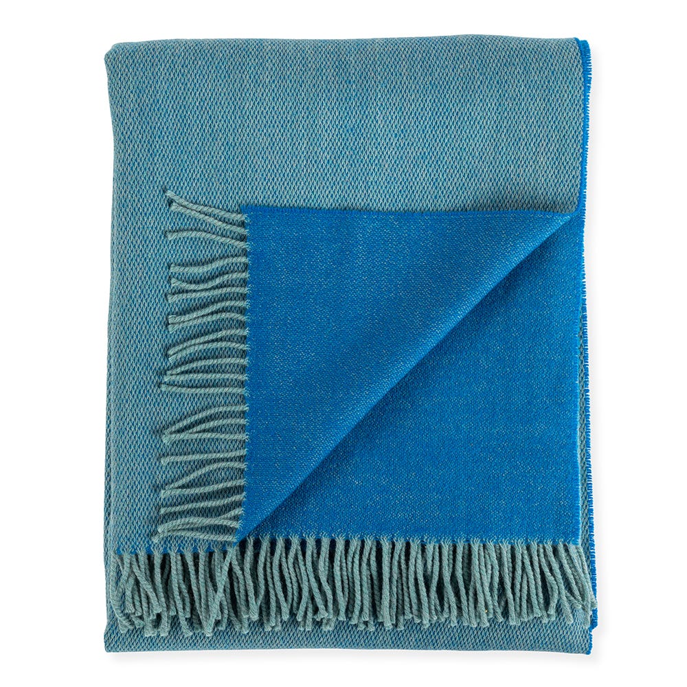 Heal's Two Tone Merino Throw Cobalt 2