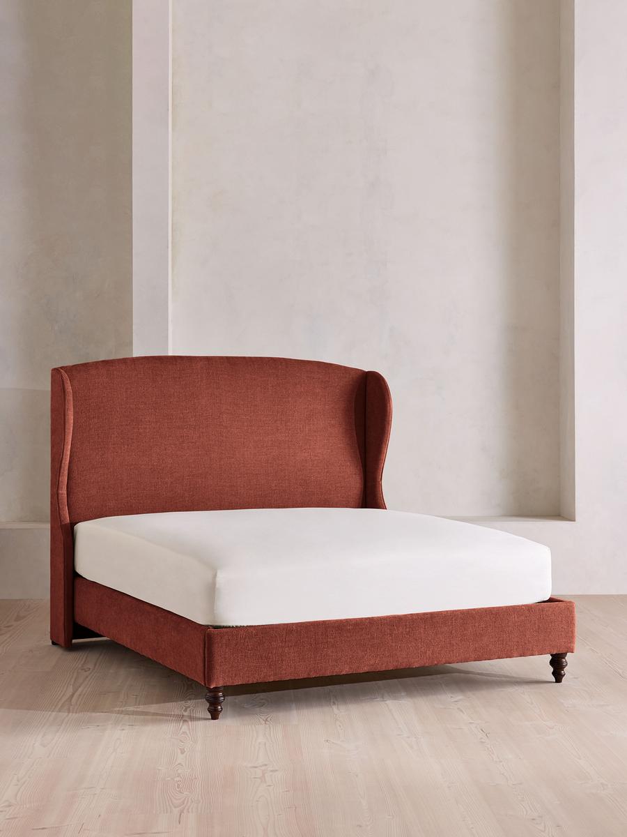 Rivas Bed, Emperor, Linen Chenille, Rust