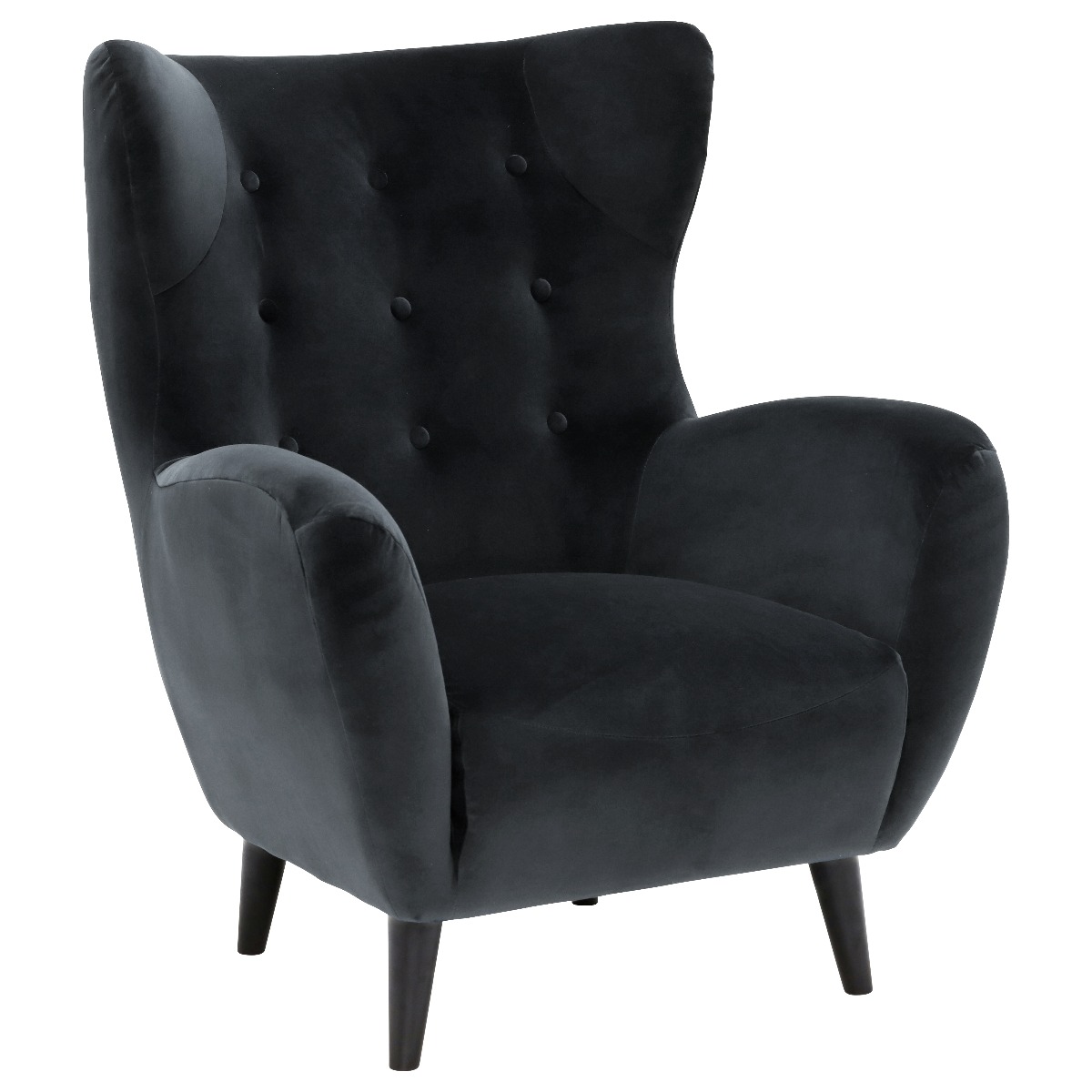 Delon Velvet Chair, Charcoal