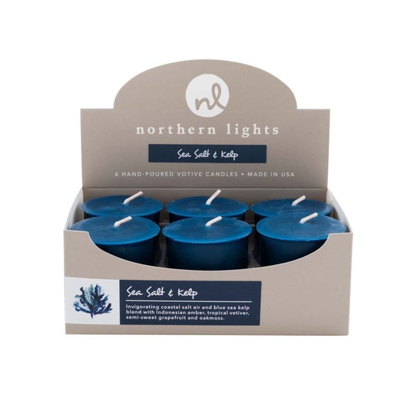 Northern Lights Set of 6 Sea Salt and Kelp Votive Candles