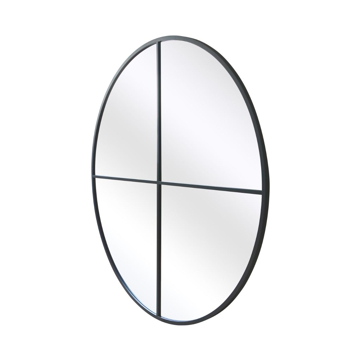 MirrorOutlet Black XL Circular Window Metal Wall & Leaner Mirror (180 x 180CM) 6
