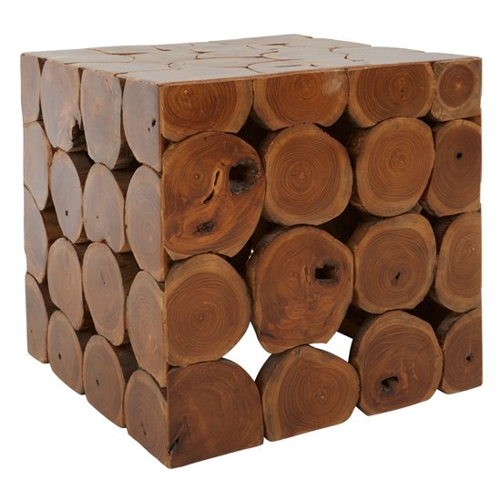 Praecipua Wooden Square Stool In Brown